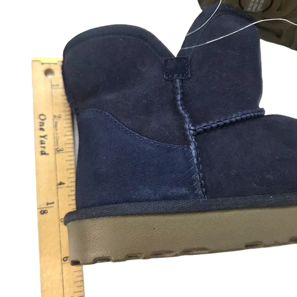 Kirkland Shearling Suede Leather Boots NEW Womens 8 Blue Short Winter Cozy - Picture 5 of 13